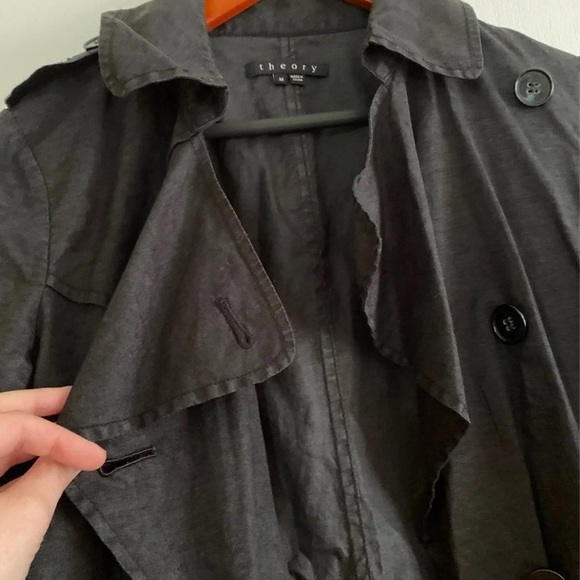 Theory Black Linen Trench - Picture 3 of 7